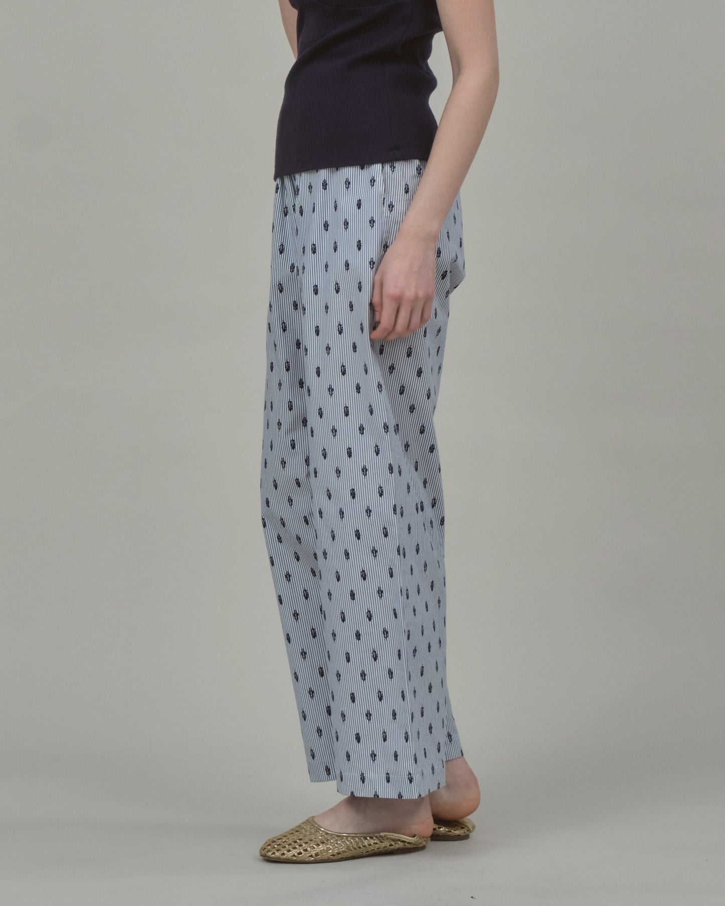 STRIPE EASY PANTS - GRAY