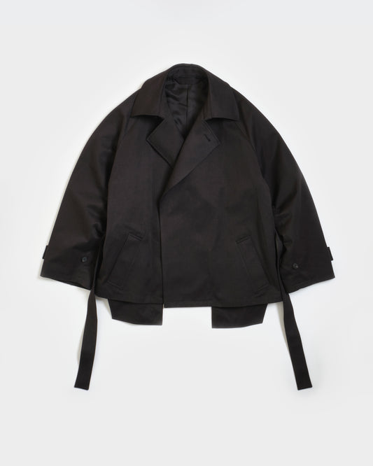 SHORT TRENCH COAT - BLACK