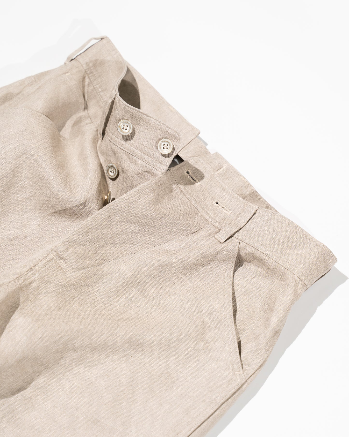 BACK ADJUST PANTS / HERRINGBONE - ECRU