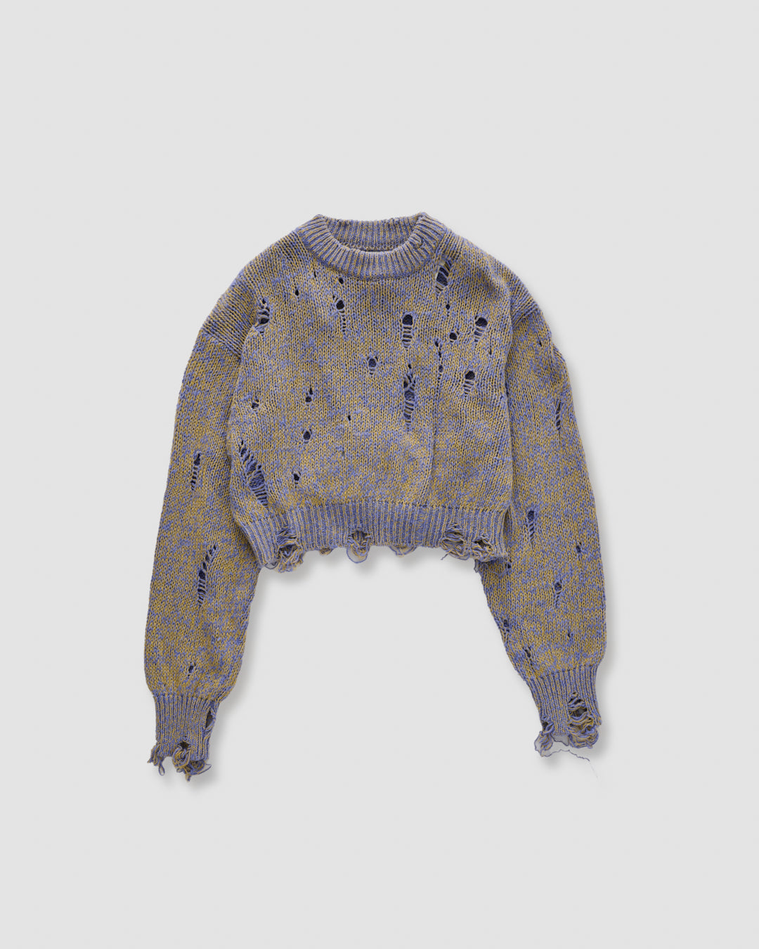 DAMAGE COTTON KNIT CREW NECK - PURPLE MIX