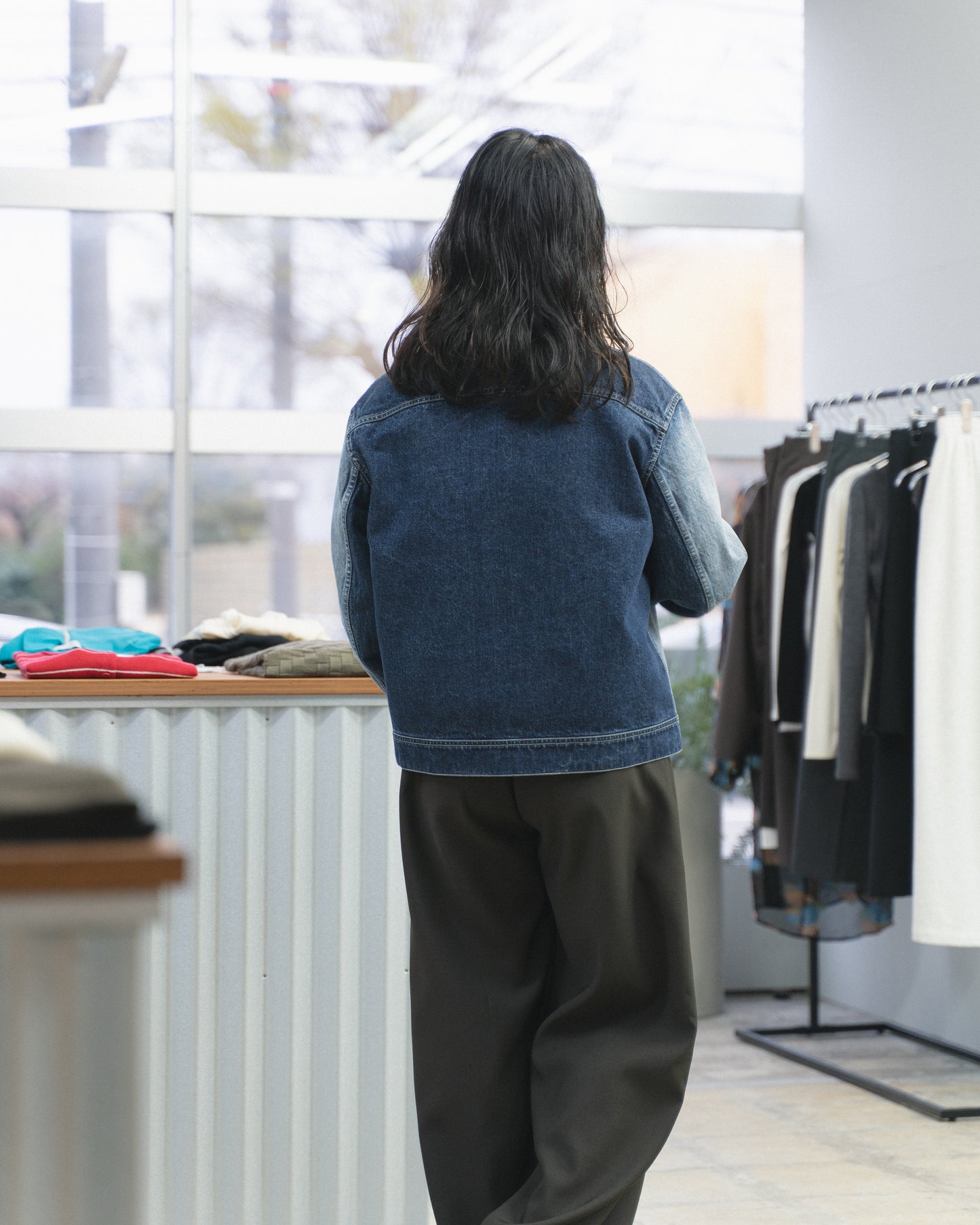 TWO-TONE DENIM BLOUSON - SAX BLUE