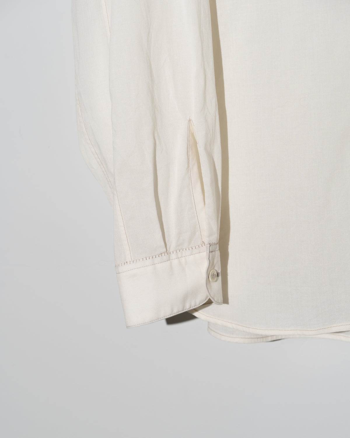COTTON WOOL PLAIN REGULAR SHIRT - ECRU