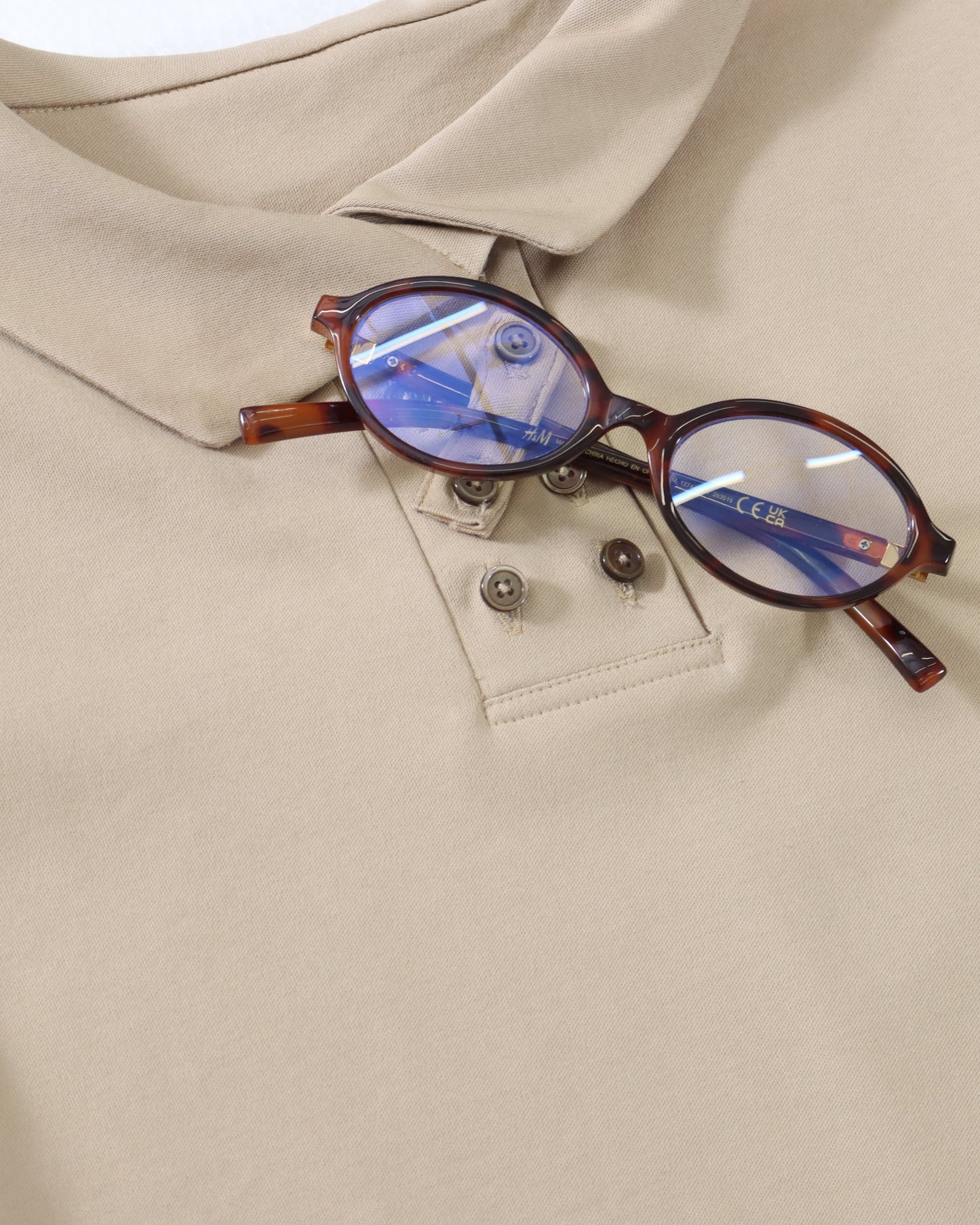 ASYMME POLO WITH TAB - BEIGE