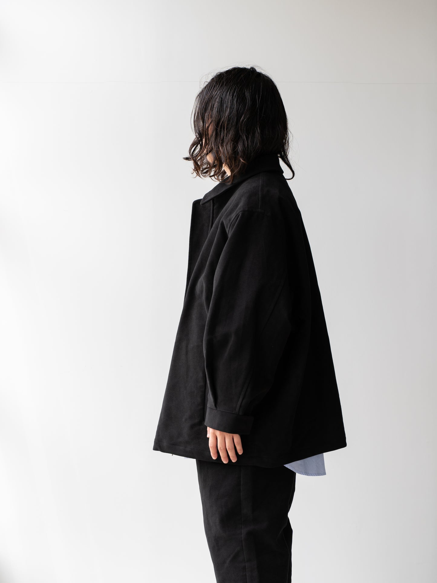 BRITISH MOLESKIN HARRINGTON JACKET - BLACK