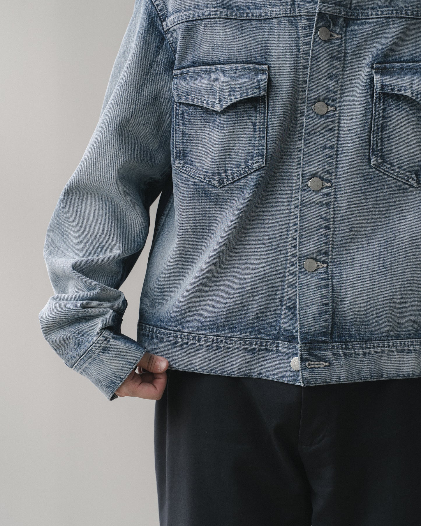 TWO-TONE DENIM BLOUSON - SAX BLUE