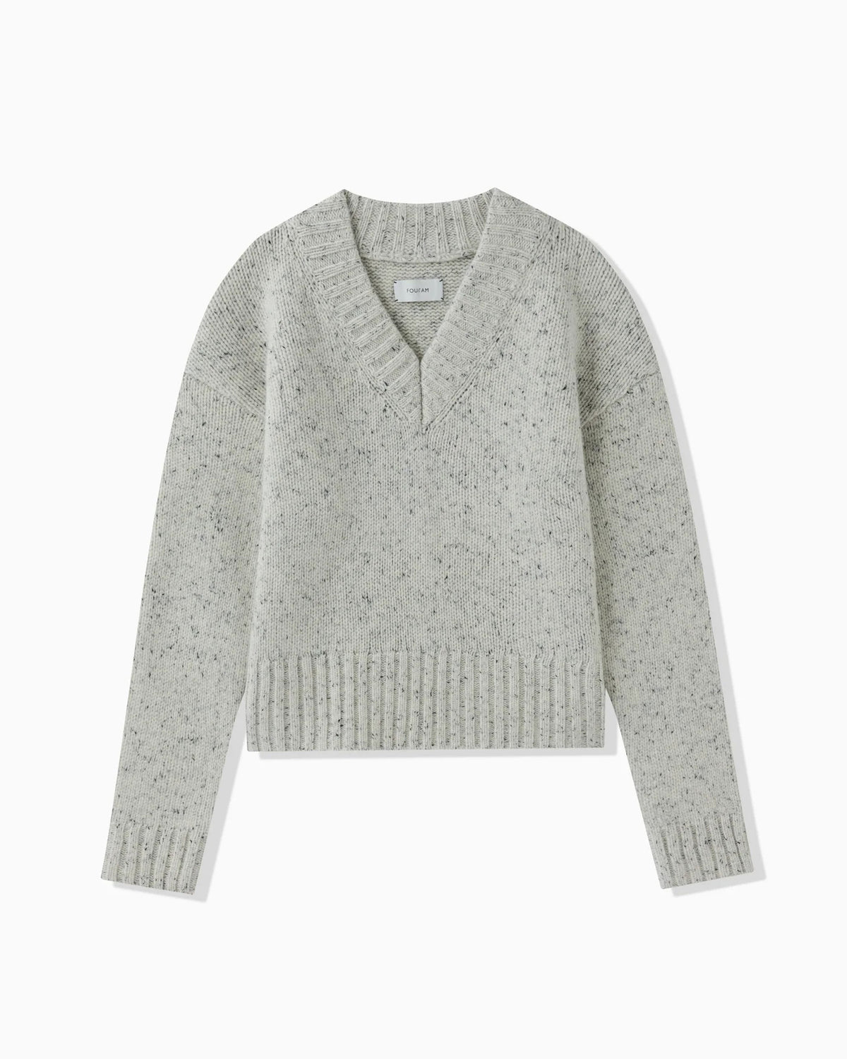 NEP YARN V-NECK KNIT - VANILLA