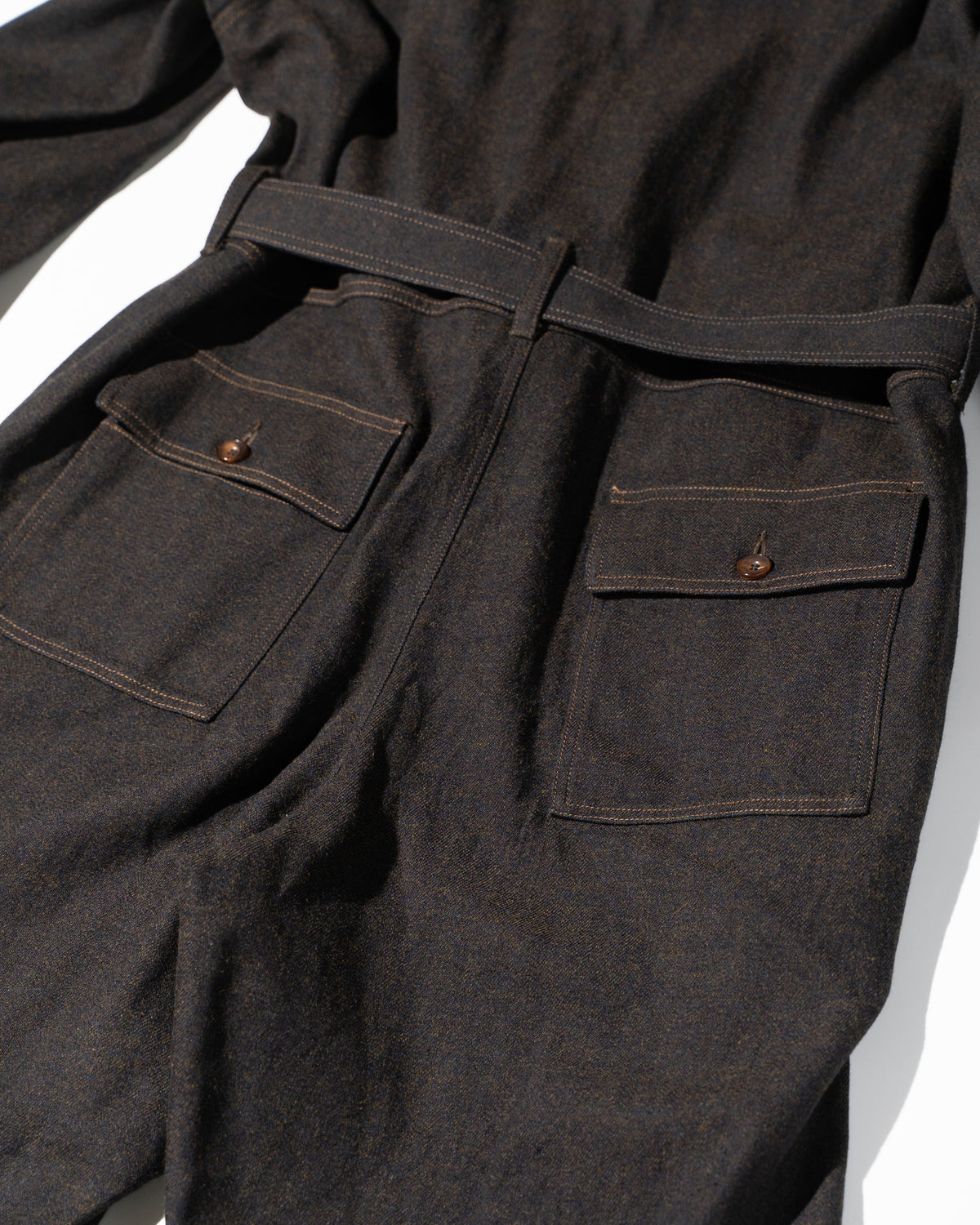 JUMP SUIT C/W DENIM - DARK BROWN