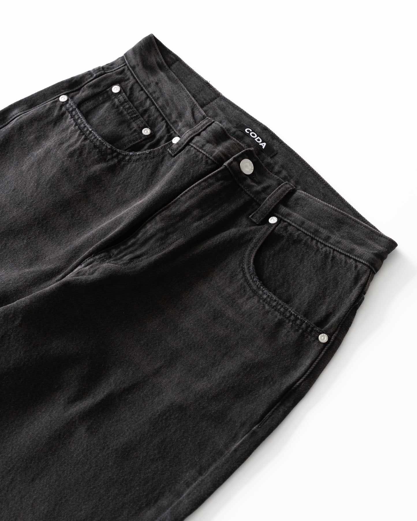 WASHED DESTORYED BREAK CUT FLARED JEANS - BLACK