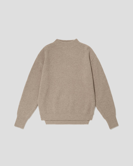 SNUG WOOL BLENDED MOCNECK SWEATER - MELAN OAT