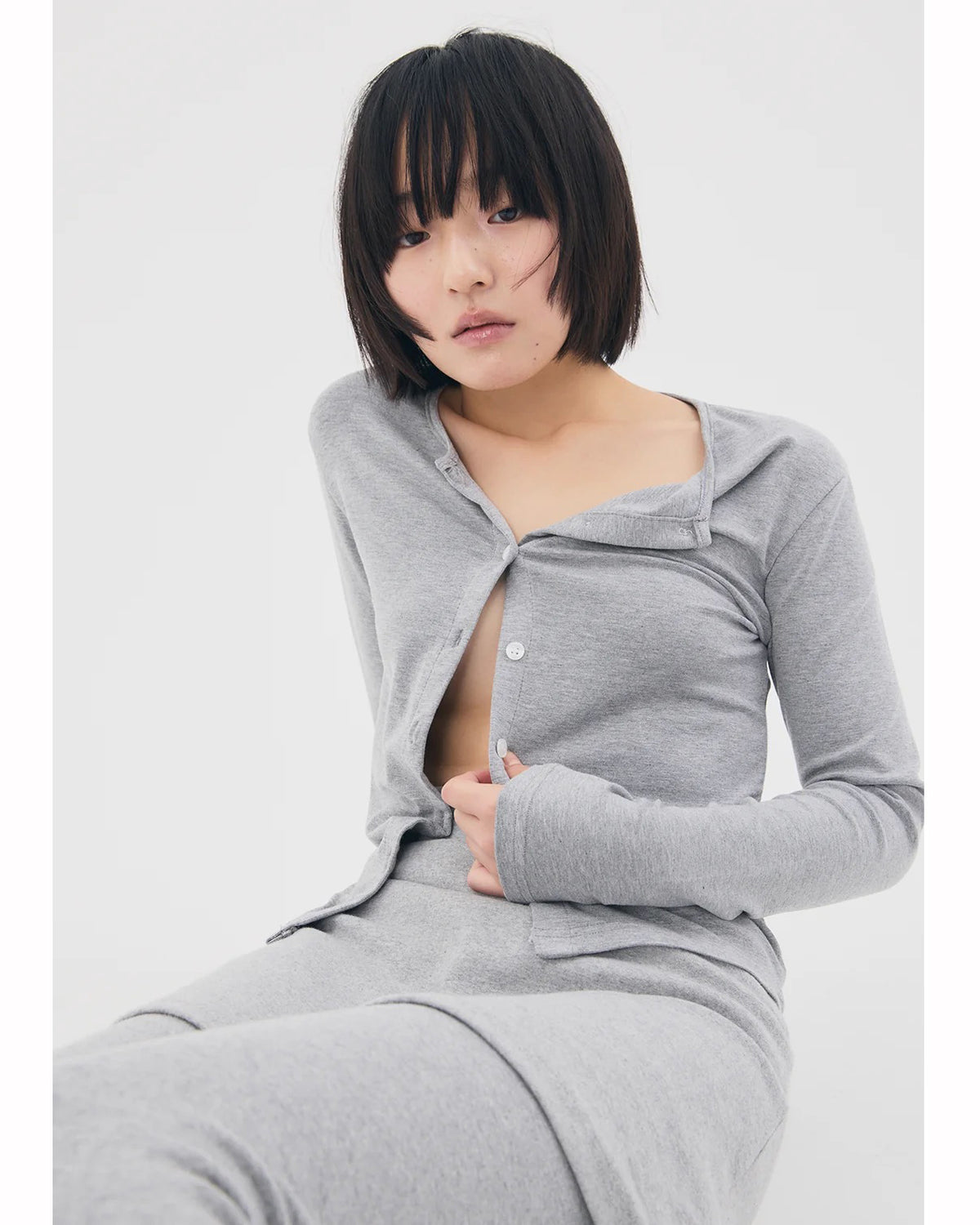 SET UP CARDI - GRAY