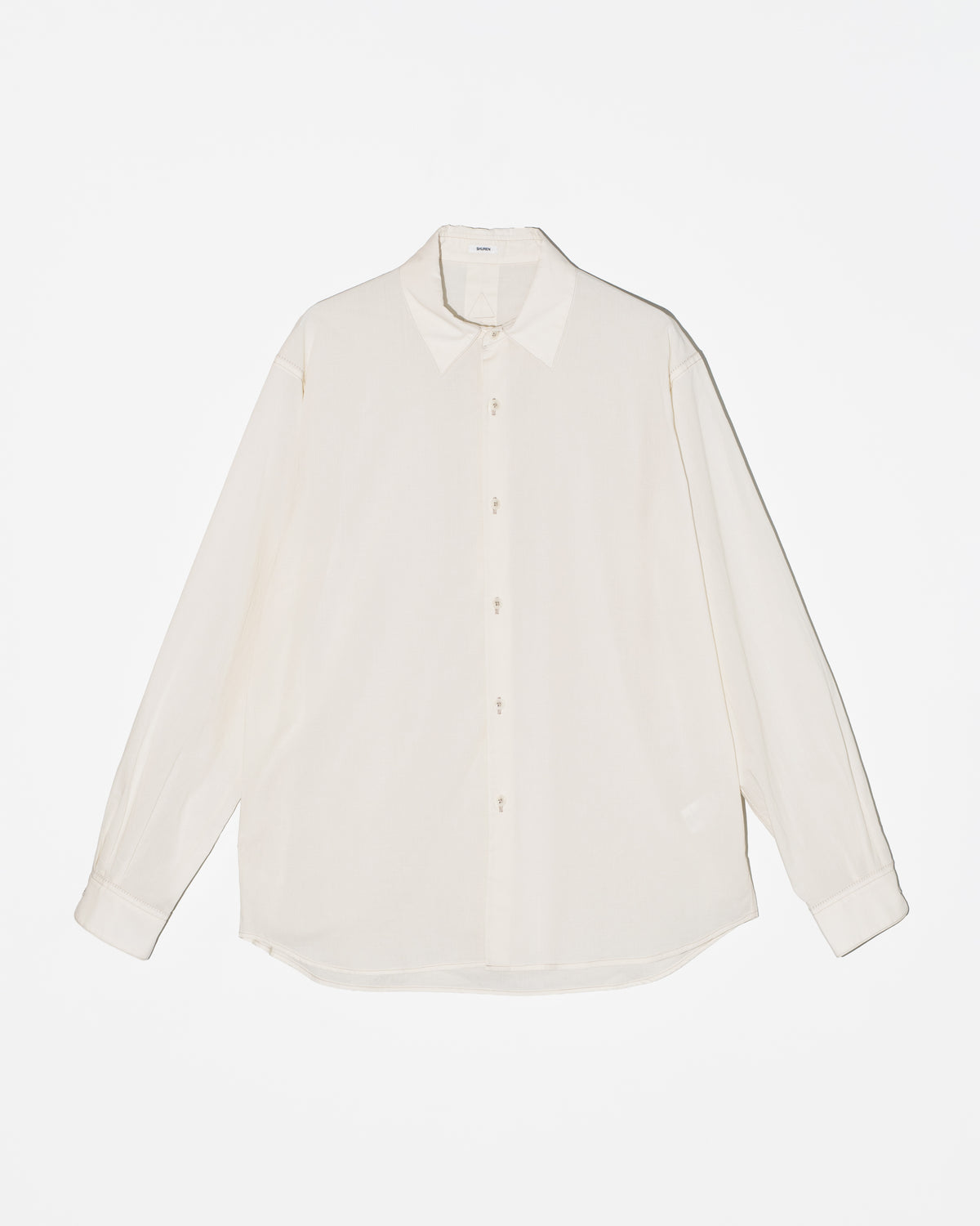 COTTON WOOL PLAIN REGULAR SHIRT - ECRU
