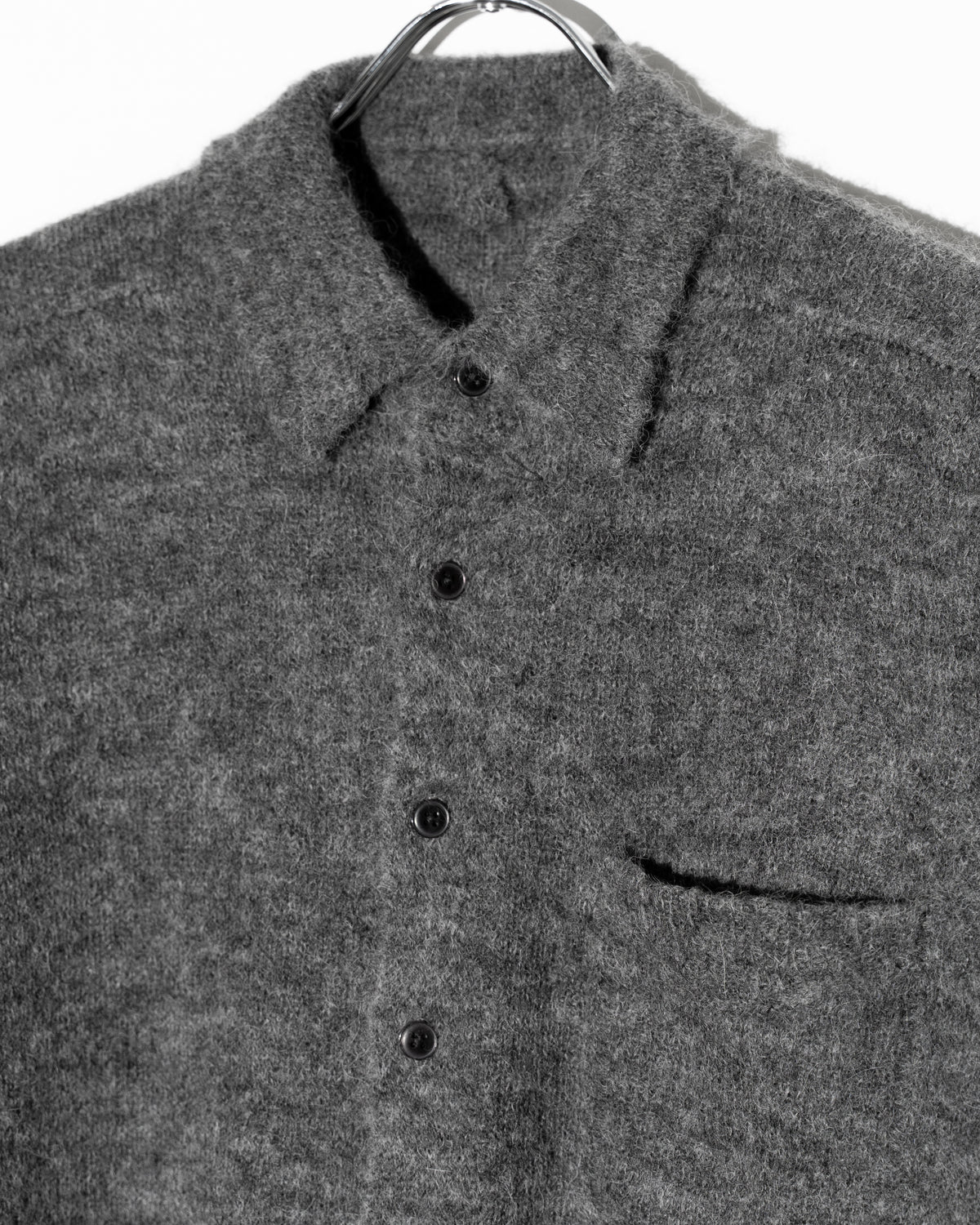MOHAIR KNIT SHIRT - CHARCOAL