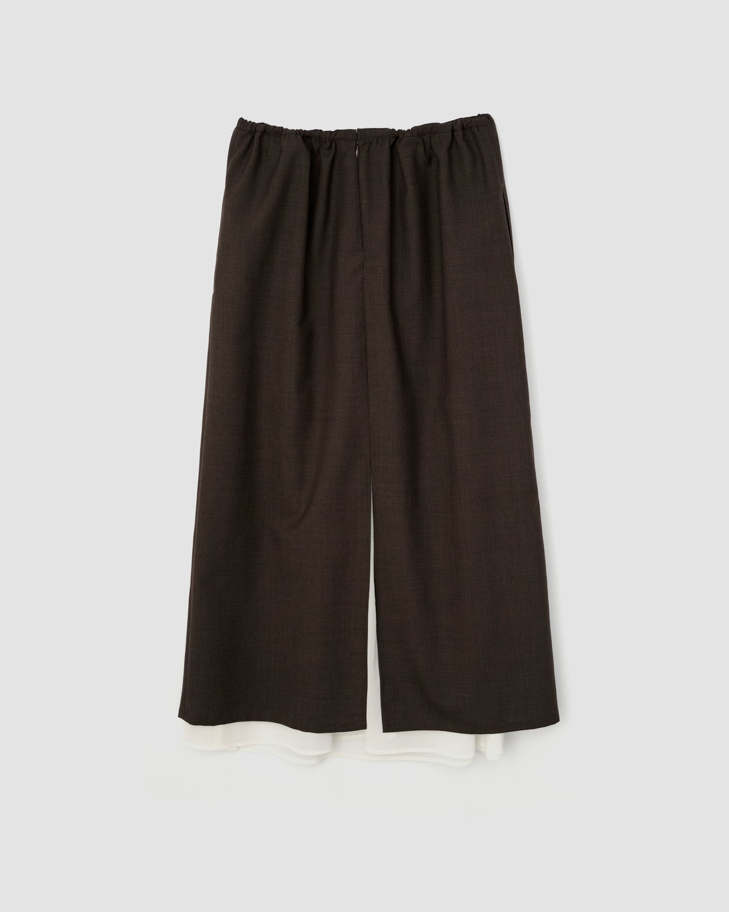 WOOL TROPICAL LAYERED SKIRT - BROWN