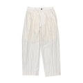28G SILK RAMIE GLITTERY STRIPE TUCK EASY PANTS - WHITE