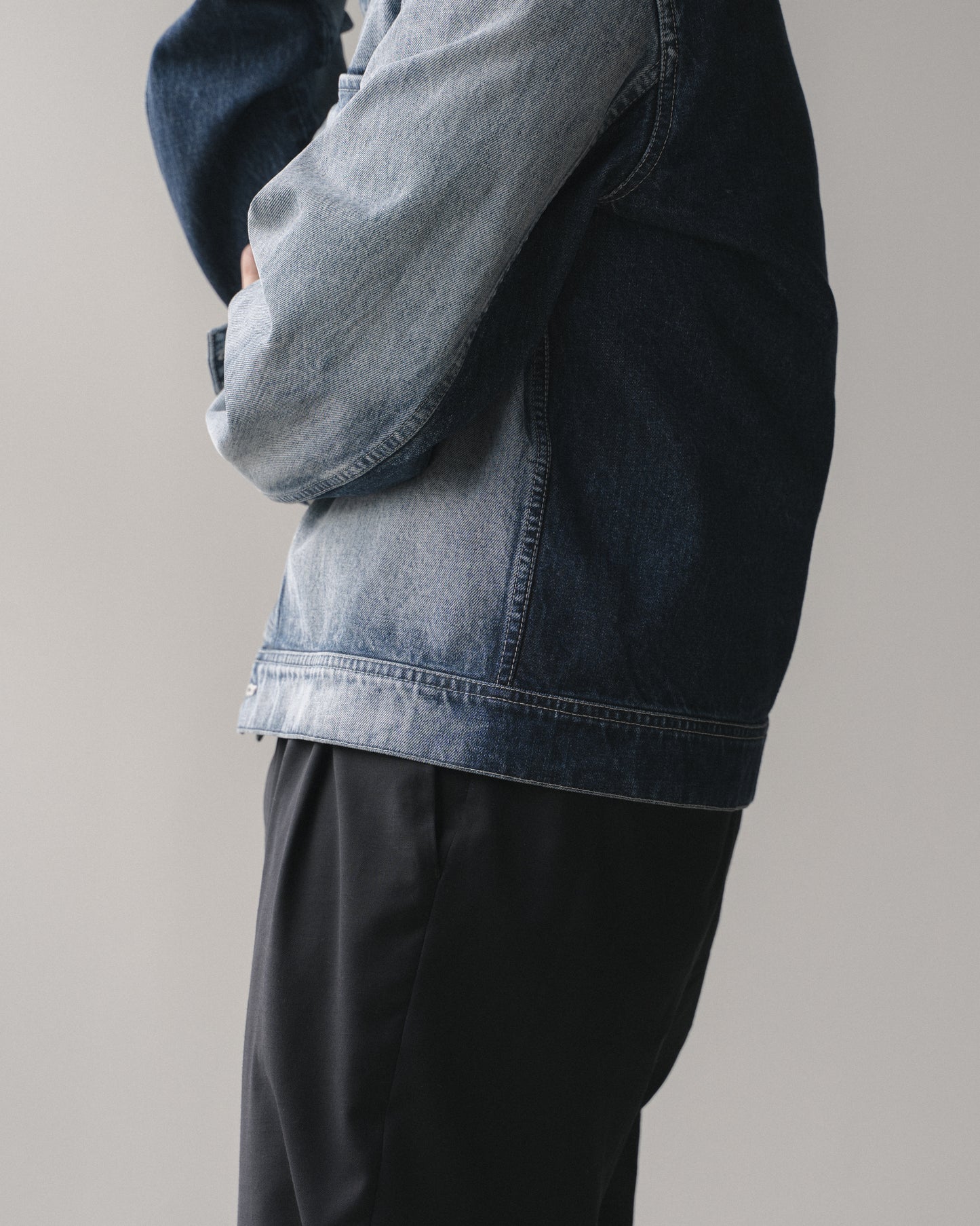 TWO-TONE DENIM BLOUSON - SAX BLUE