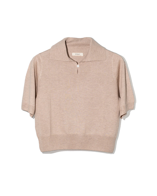 SILK CASHMERE S/S SKIPPER POLO (FEMME) - BEIGE