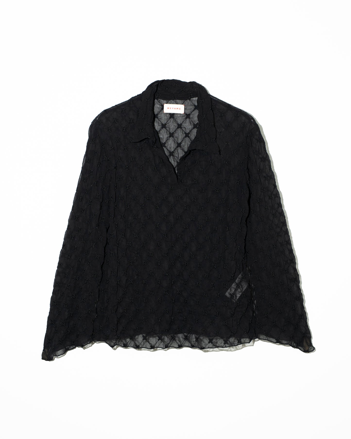 LACE SKIPPER BLOUSE - BLACK