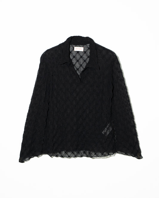 LACE SKIPPER BLOUSE - BLACK