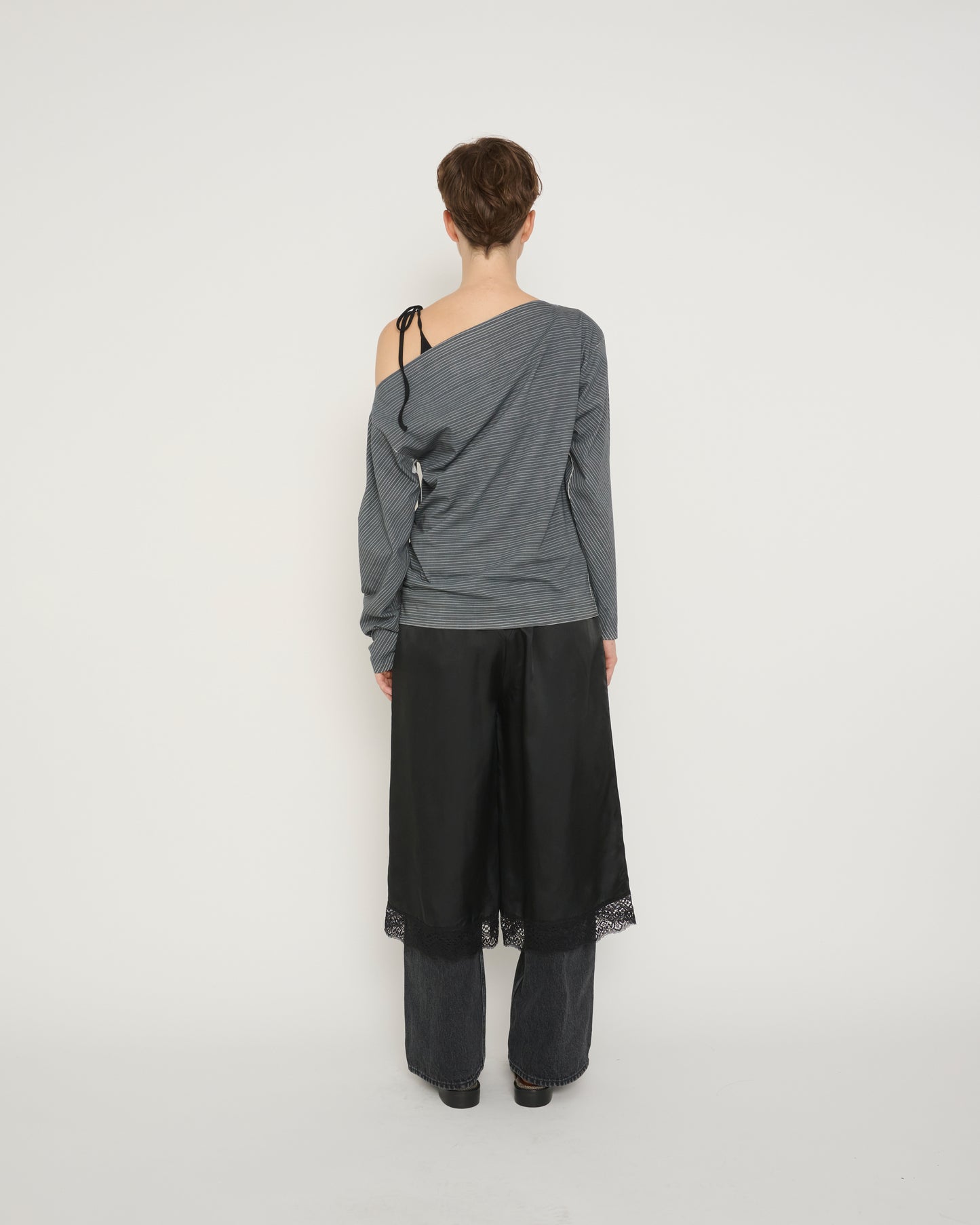 COTTON UP DOWN RIBBON CAMISOLE - BLACK
