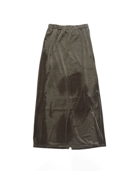 SOFY VELOUR STRAIGHT SKIRT - KHAKI