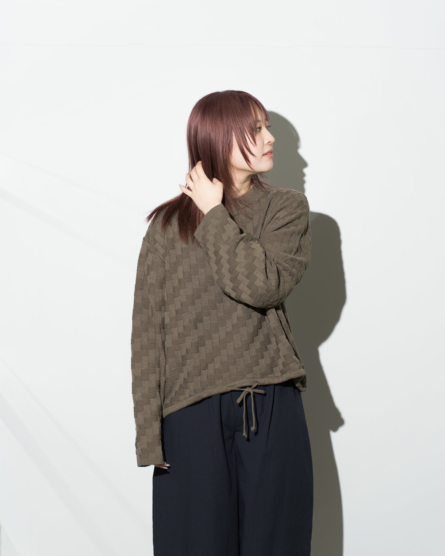 COTTON LINEN LINKS CHECK P/O - KHAKI