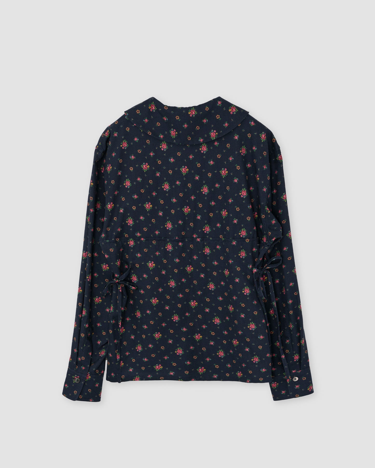 FLOWER PRINT SAILOR COLLAR SHIRT - NAVY