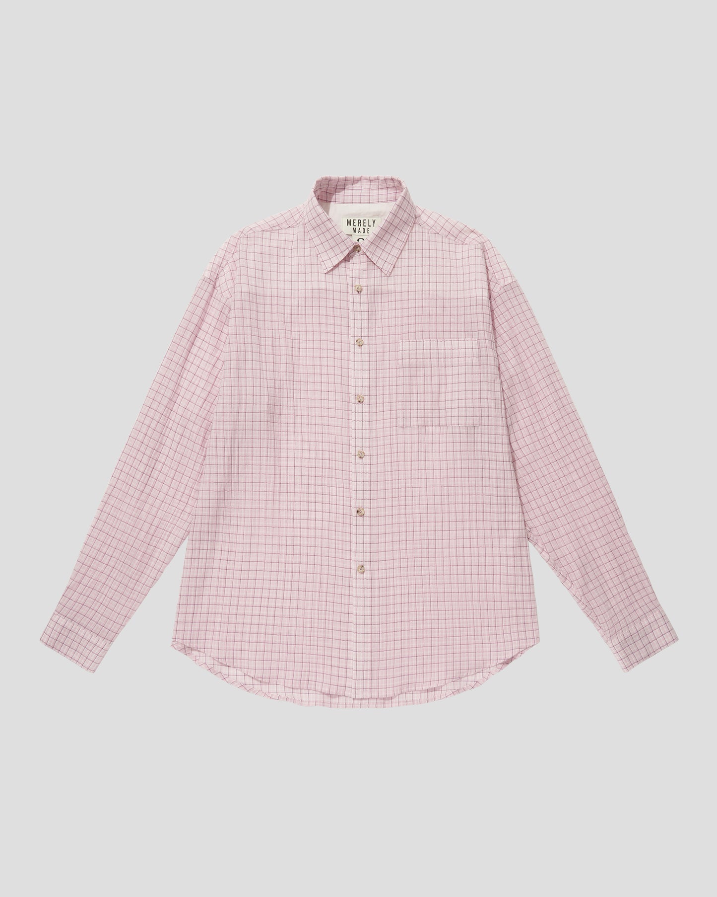 RONACHECK WRINKLE OVER SIZED SHIRTS - LEMONADE PINK
