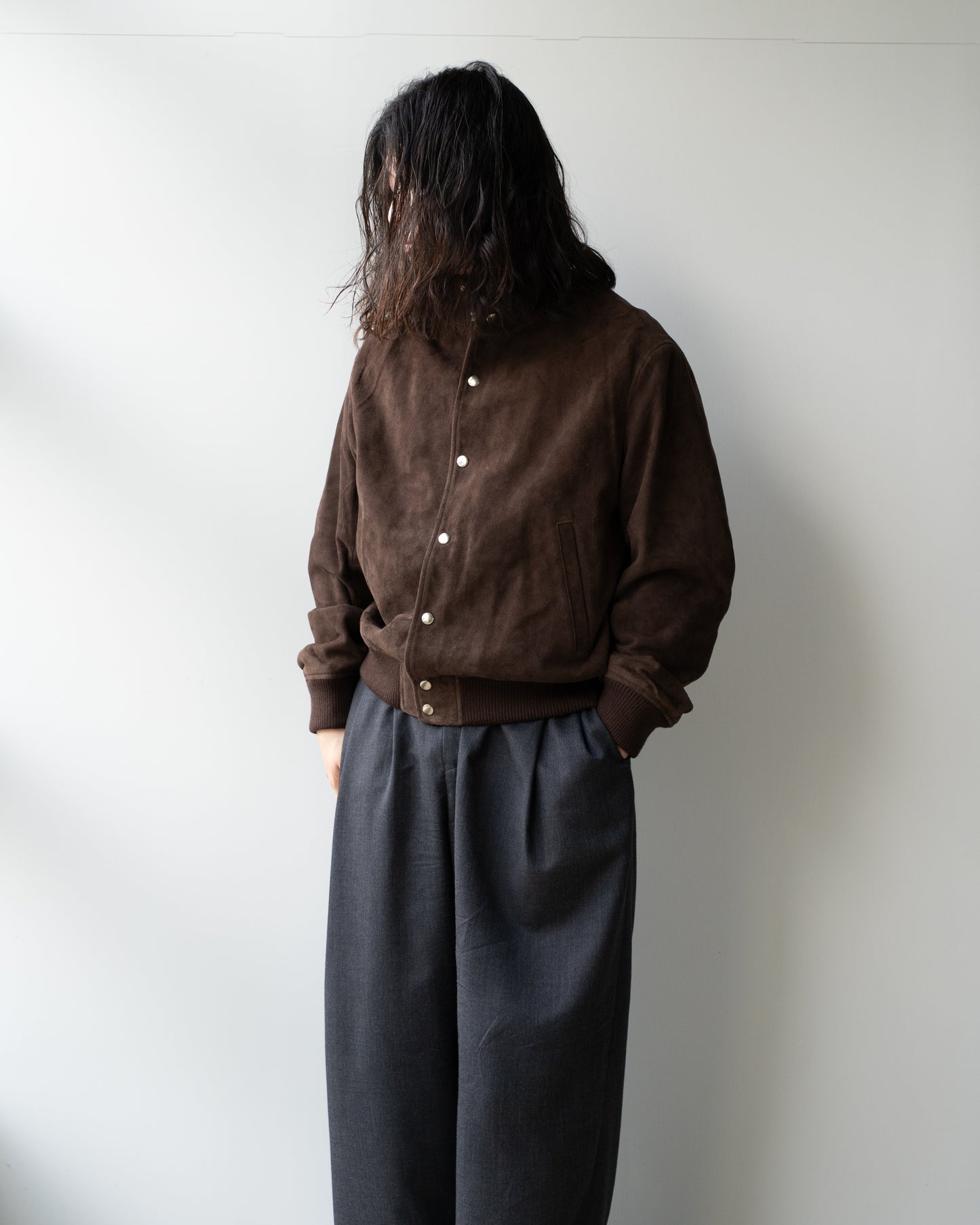 SUEDE BOMBER JACKET - BROWN