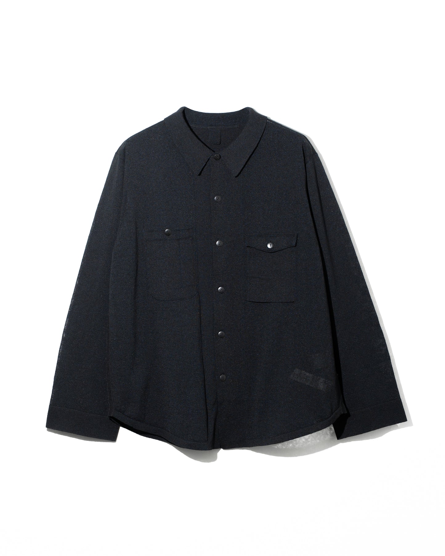 LINEN CHAMBRAY KNIT SHIRTS - BLACK