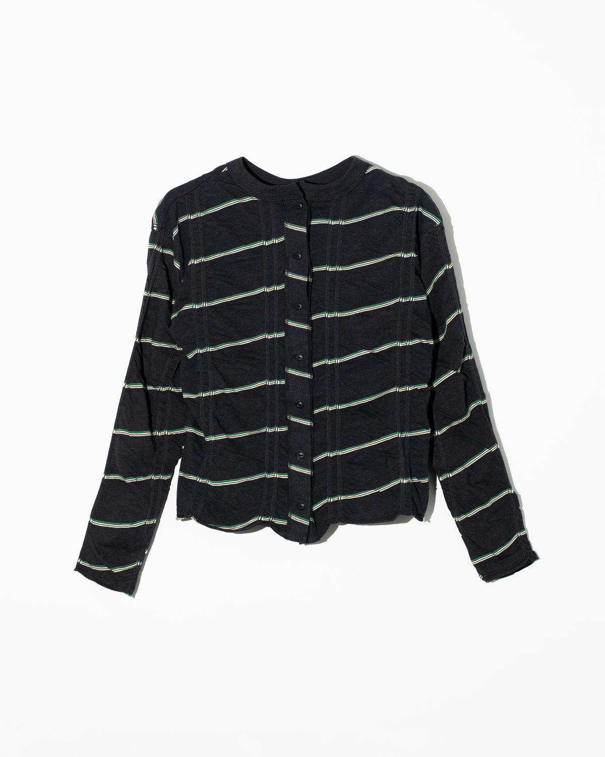 TUCKED JACQUARD BORDER CARDIGAN / PULLOVER - BLACK