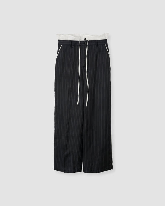 STRIPE CUPRO PIPING PAJAMA PANTS - NAVY STRIPE