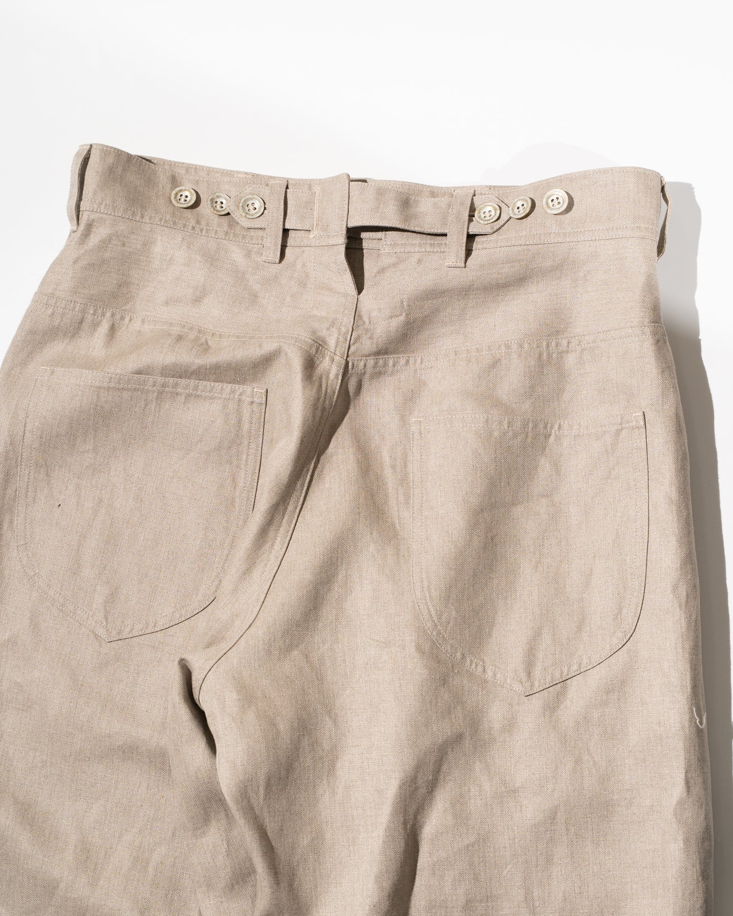 BACK ADJUST PANTS / HERRINGBONE - ECRU