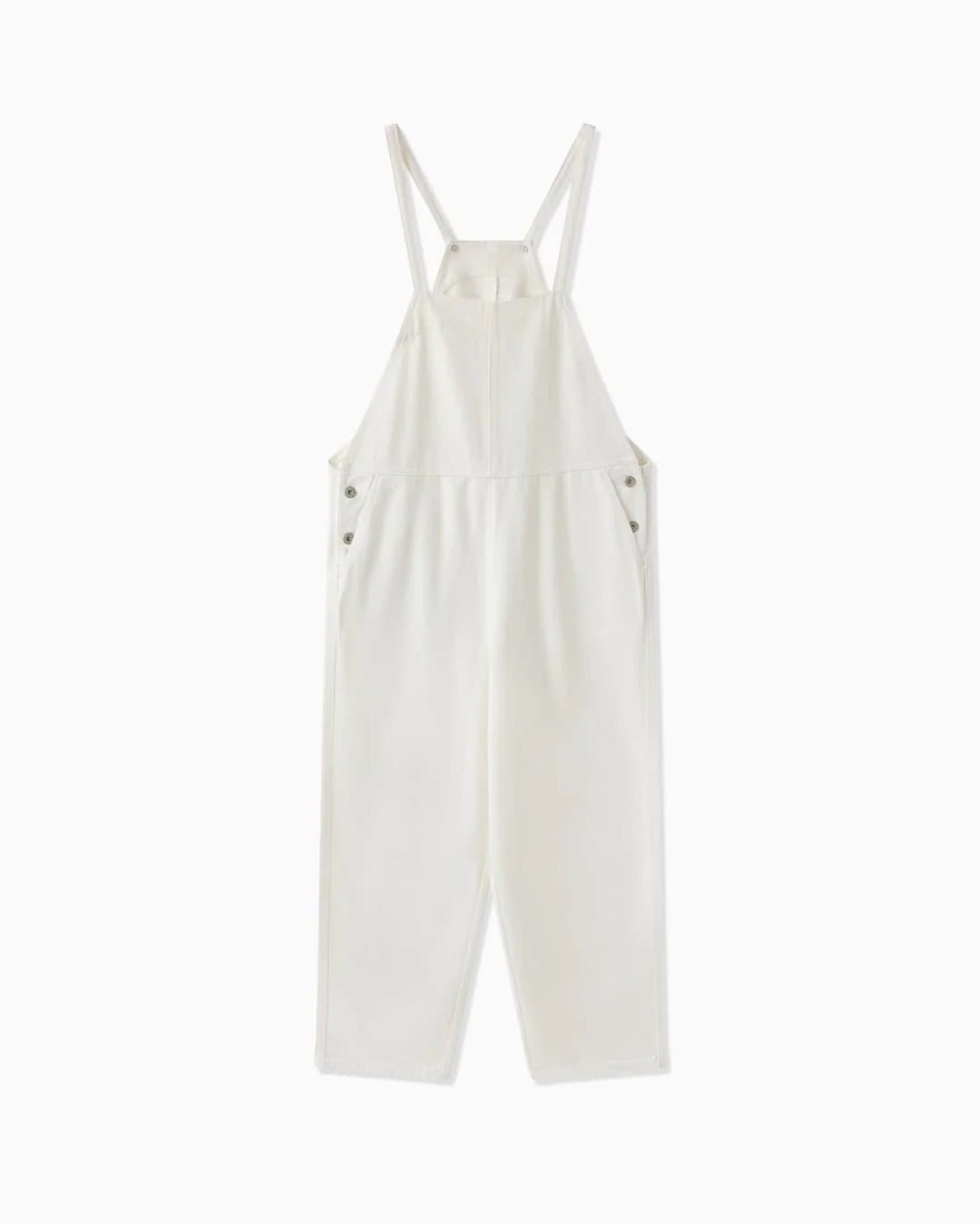 WHITE DENIM SALOPETTE - WHITE