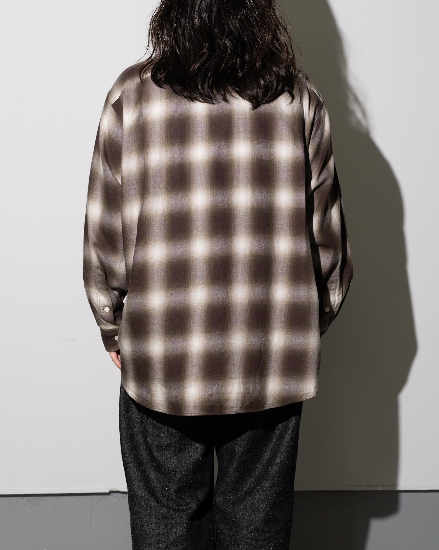 OMBRE PLAID SHIRT - BROWN×WHITE