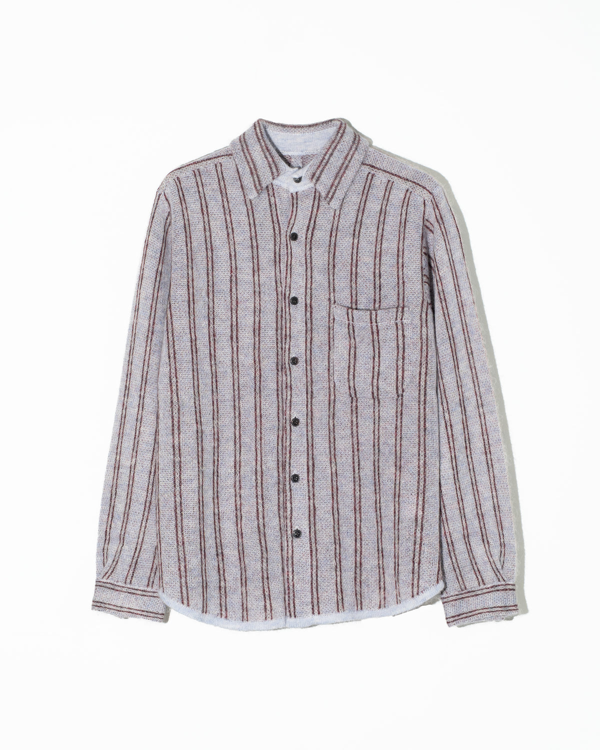 MOHAIR KNIT STRIPE SHIRT - BLUE