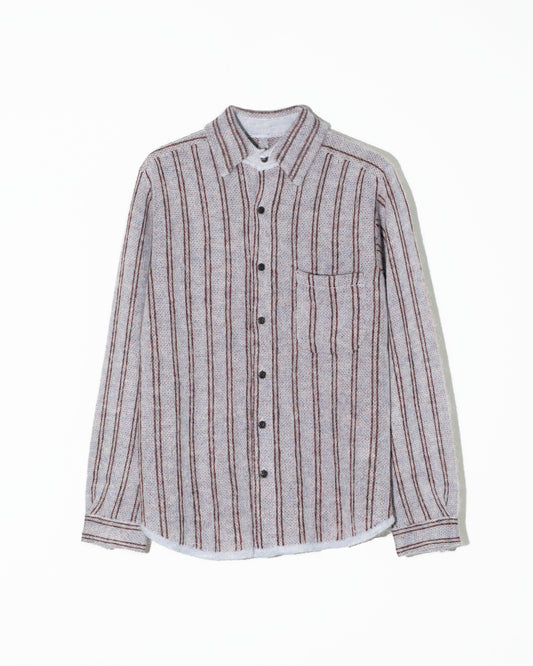 MOHAIR KNIT STRIPE SHIRT - BLUE