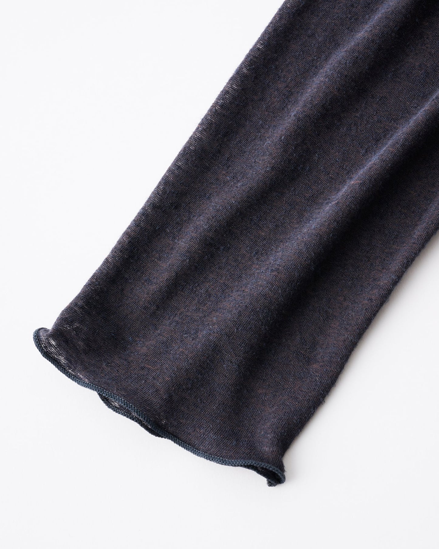 LINEN COVERED POLYESTER CORE FINE JERSEY DRAPED LONG SLEEVEPULL OVER - CHARCOAL GRAY