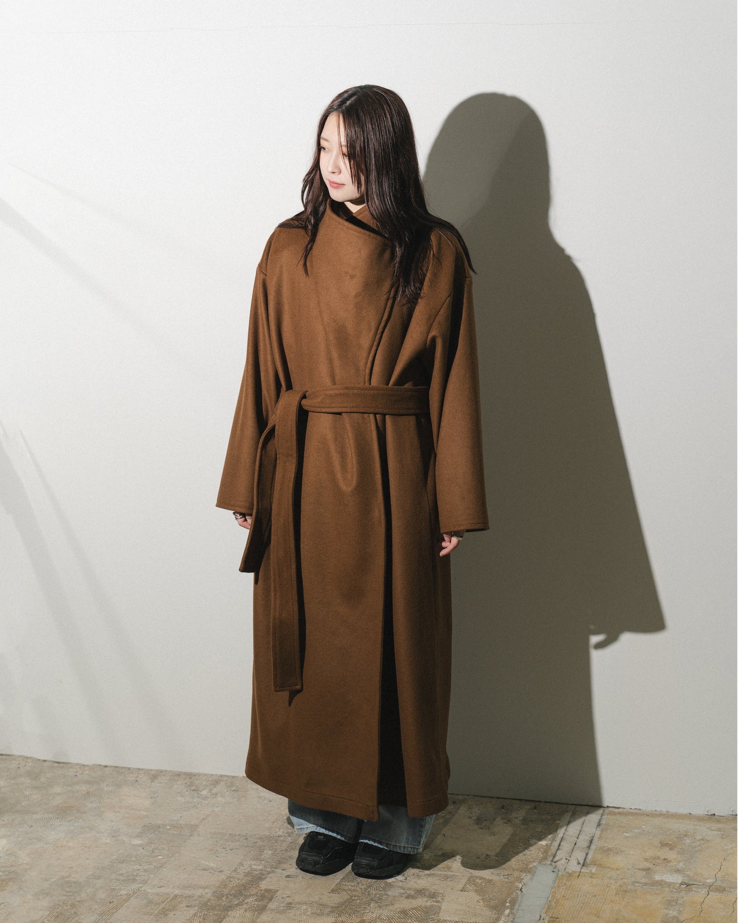 SLOW WRAP COAT - BROWN