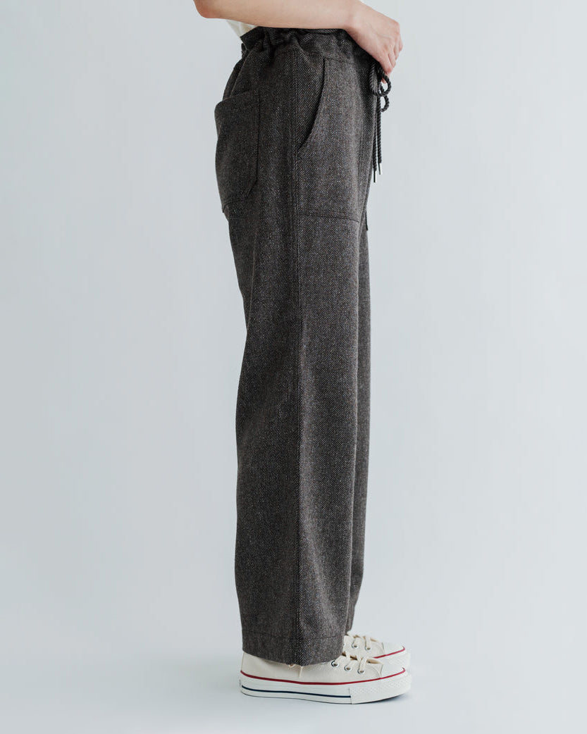 WOOL DRAWCODE PANTS - BROWN