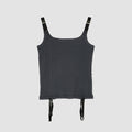 COTTON EYELET RIB UP DOWN CAMISOLE - CHARCOAL