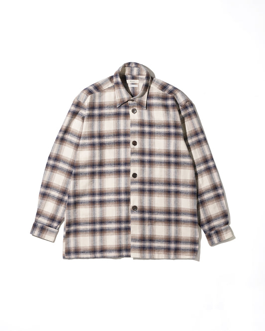 COTTON CHECK SHIRT JACKET (femme) - BROWN NAVY CHECK
