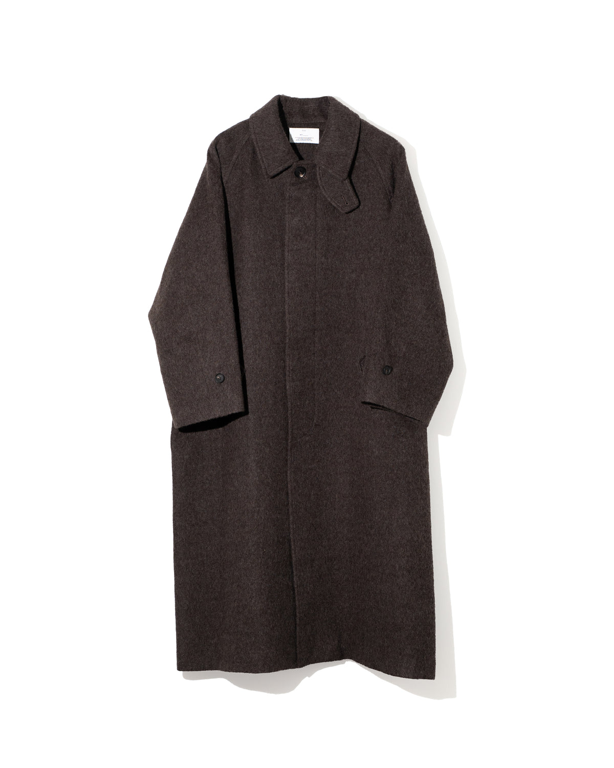SINGLE BREASTED WOOL COAT - BROWN