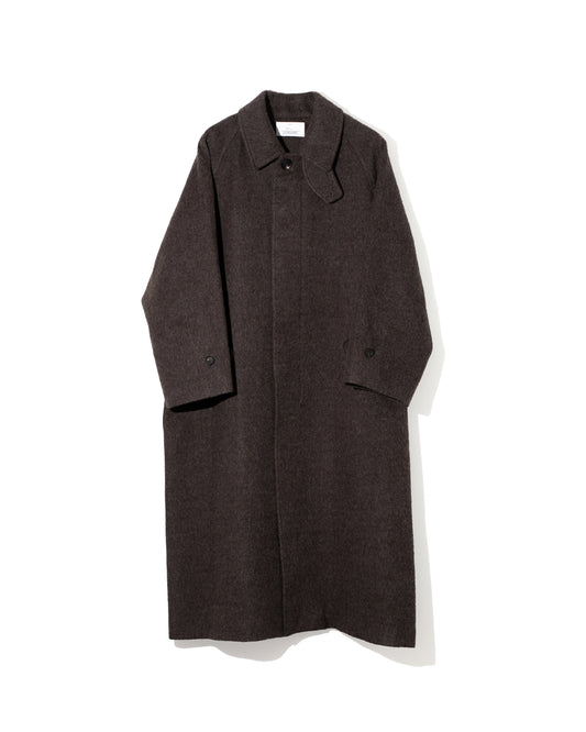 SINGLE BREASTED WOOL COAT - BROWN