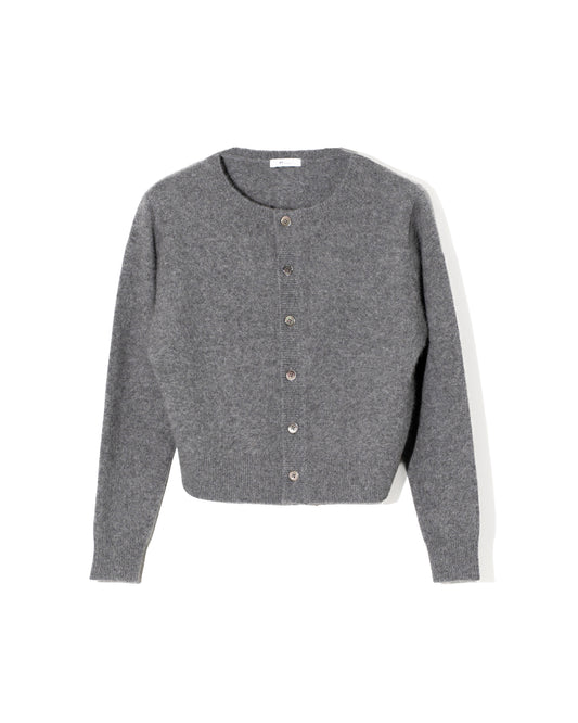 FOX WOOL KNIT CARDIGAN - GRAY
