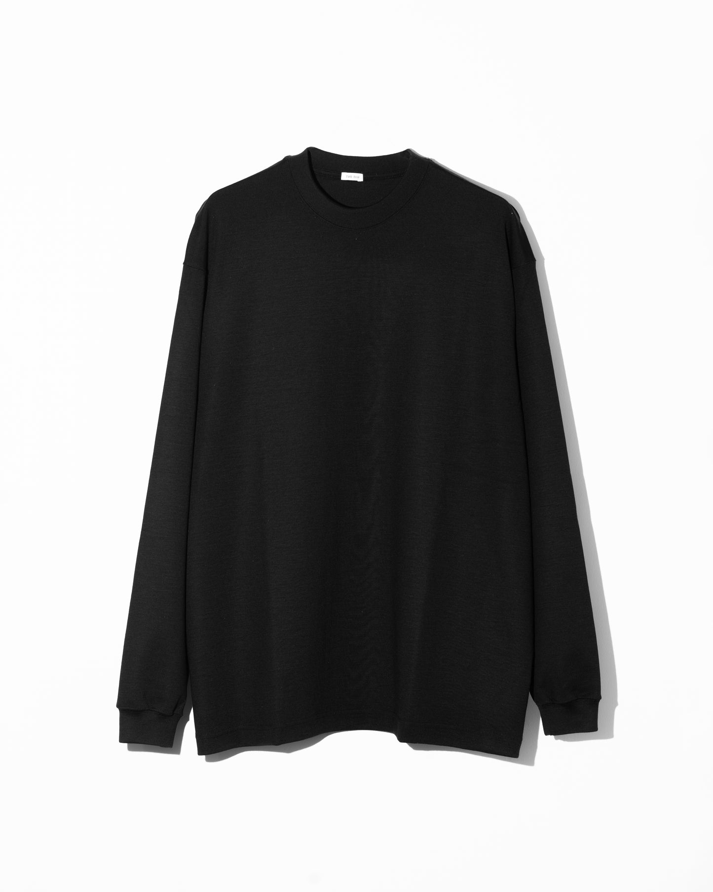 MERINO WOOL CREW NECK LONG SLEEVE SHIRT - BLACK