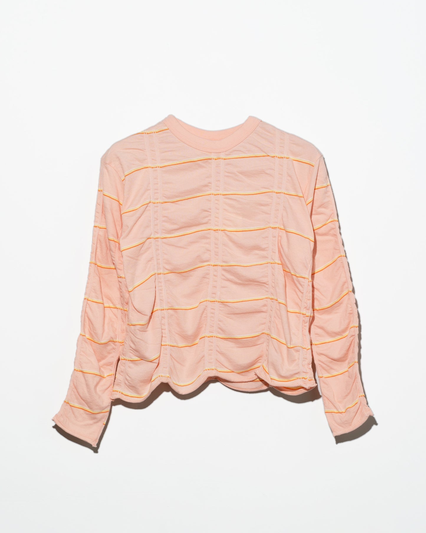 TUCKED JACQUARD BORDER PULLOVER - PINK