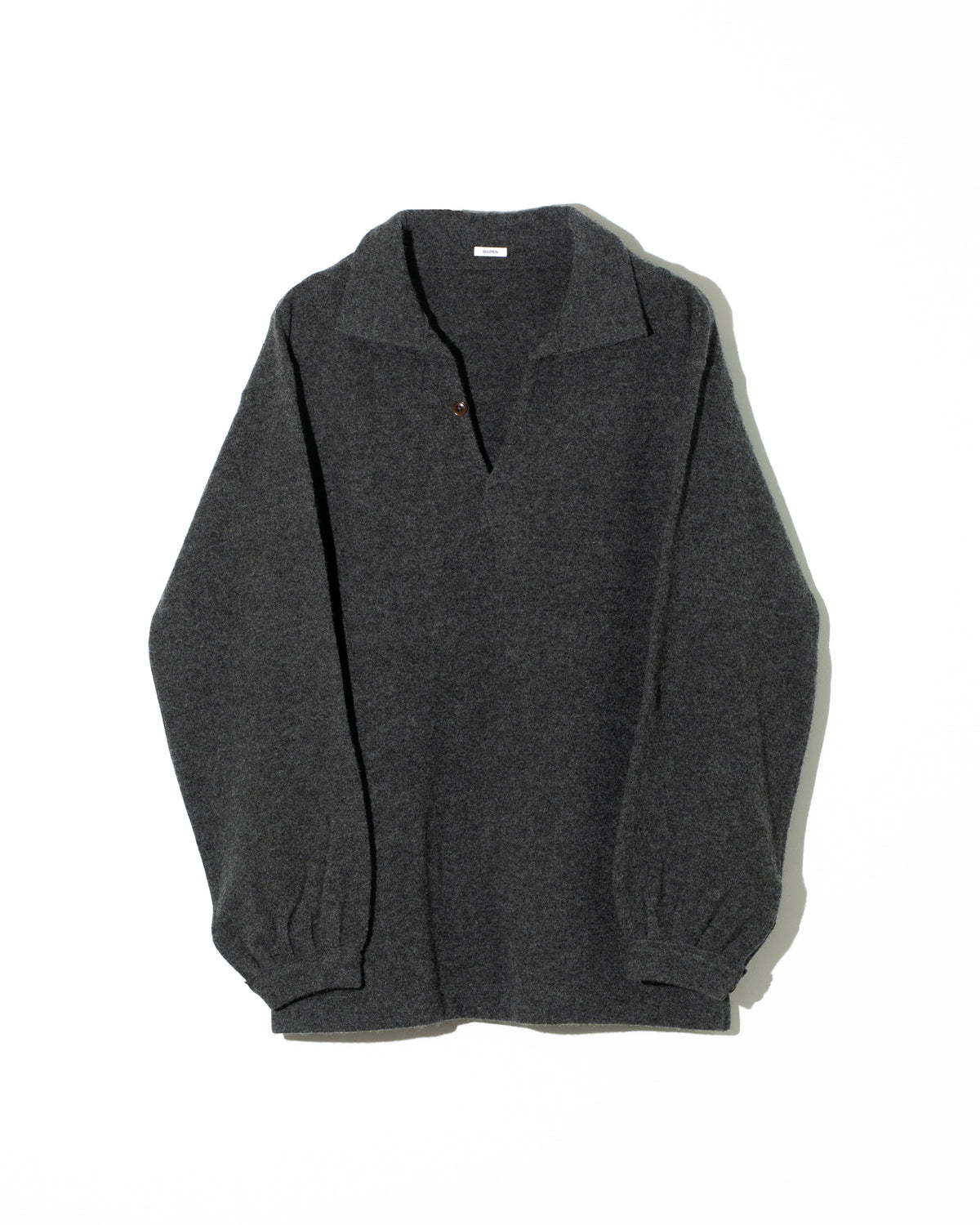 LAMBS CASHMERE KNIT SHIRT - CHARCOAL