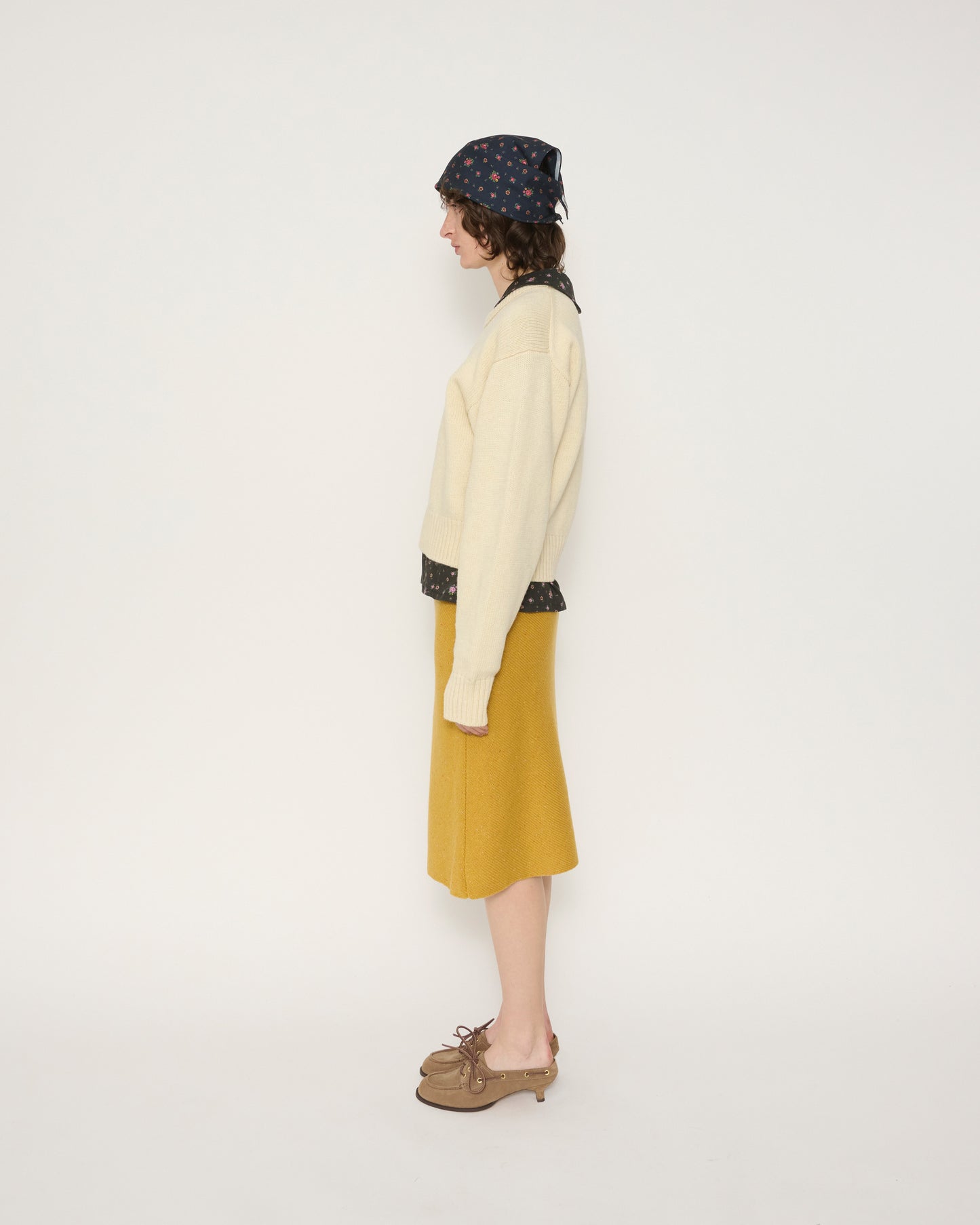 FLOWER PRINT SAILOR COLLAR SHIRT - BLACK