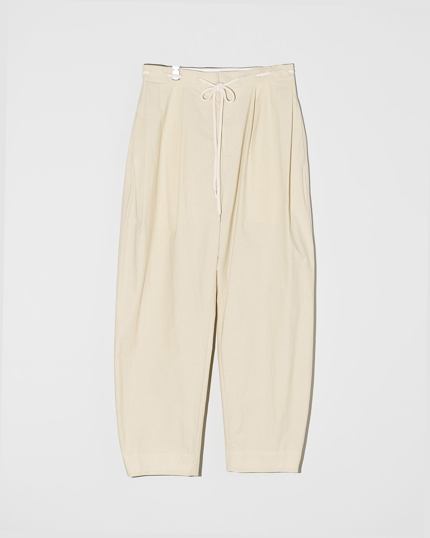 COTTON BROAD BARREL TROUSERS - Y.BEIGE