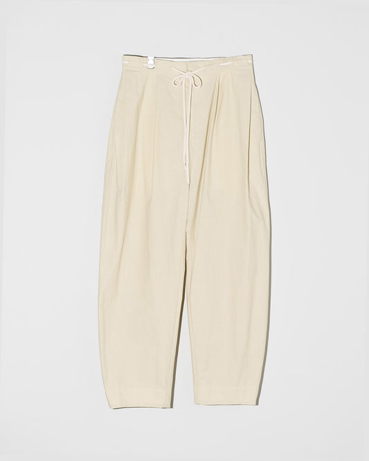 COTTON BROAD BARREL TROUSERS - Y.BEIGE